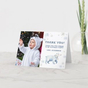 Carte De Remerciements Anniversaire d'ours polaire de Onederland d'hiver