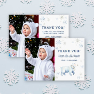 Carte De Remerciements Anniversaire d'ours polaire de Onederland d'hiver