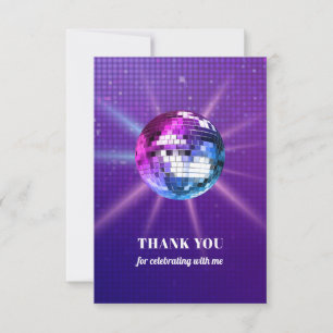 Carte De Remerciements Anniversaire du Disco Ball Retro