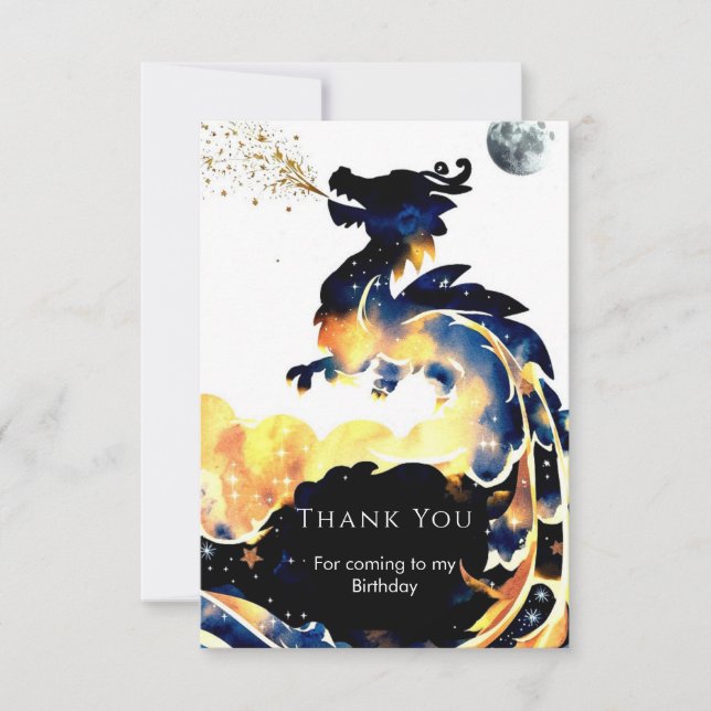 Carte De Remerciements Anniversaire du dragon amusant mythique (Devant)
