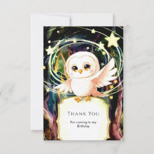 Carte De Remerciements Anniversaire du Hibou Magique Coloré