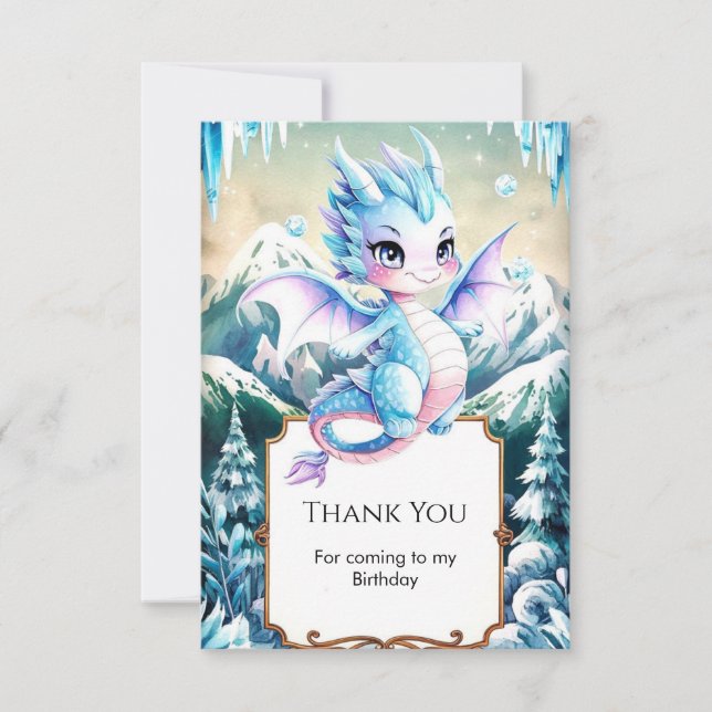 Carte De Remerciements Anniversaire du majestueux dragon de glace amusant (Devant)