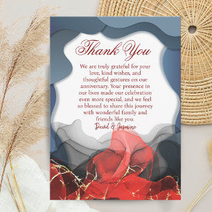 Carte De Remerciements Anniversaire du Mariage Abstrait bleu et rouge per