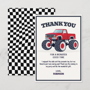 Carte De Remerciements Anniversaire du Monster Truck Rouge Moderne Smash