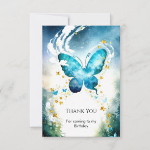 Carte De Remerciements Anniversaire du papillon bleu magique