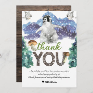 Carte De Remerciements Anniversaire du Penguin Hiver