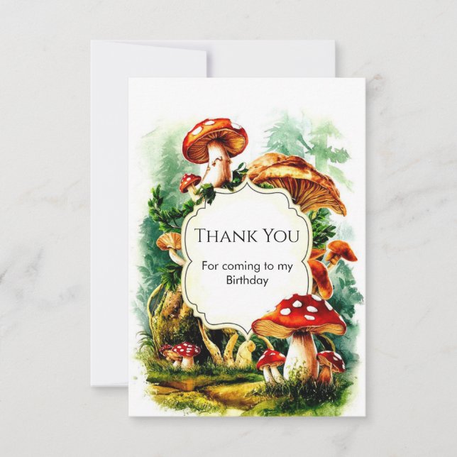Carte De Remerciements Anniversaire du petit champignon (Devant)