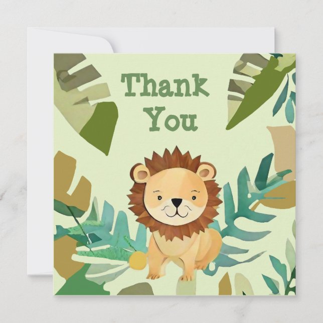 Carte De Remerciements Anniversaire du Petit Prince de la Jungle Lion (Devant)