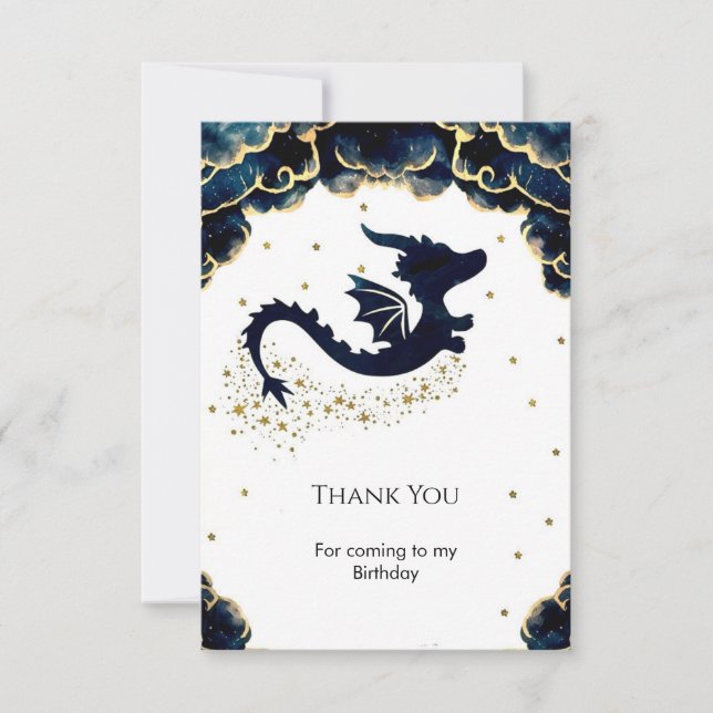 Carte De Remerciements Anniversaire d'un adorable dragon fantaisiste (Devant)