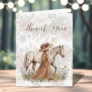 Carte De Remerciements Anniversaire d'une élégante amoureuse des chevaux