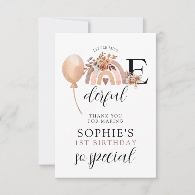 Carte De Remerciements Anniversaire d'une fille arc-en-ciel magnifique (Devant)