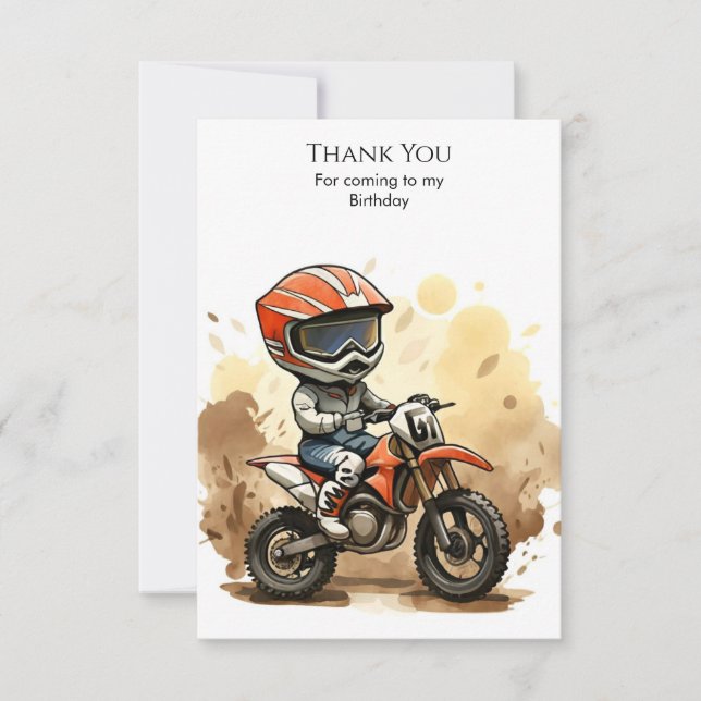 Carte De Remerciements Anniversaire d'une moto tout terrain (Devant)