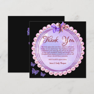 Carte De Remerciements Anniversaire élégant du Mariage rose et Lilac Pear