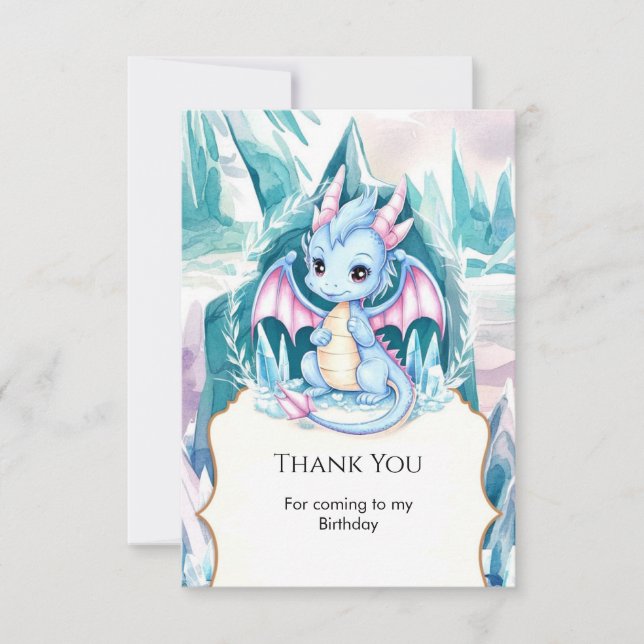 Carte De Remerciements Anniversaire Enfant Dragon Fantaisiste (Devant)