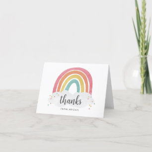 Carte De Remerciements Anniversaire Enfants Calligraphie Arc-en-ciel Colo