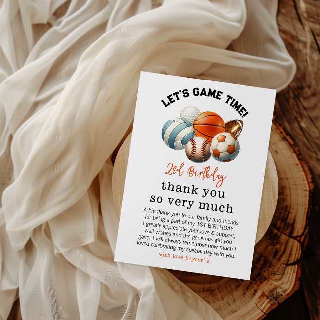 Carte De Remerciements Anniversaire Enfants Sports Modernes 2 ans (Créateur téléchargé)