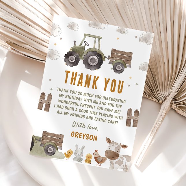 Carte De Remerciements Anniversaire Ferme Tracteur (Créateur téléchargé)