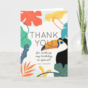 Carte De Remerciements Anniversaire Feuille Tropicale Toucan