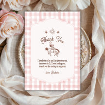 Anniversaire Fille Cowgirl Vintage Rose Gingham 