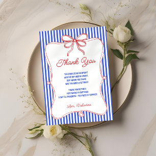 Carte De Remerciements Anniversaire Fille Tout en Américain Rouge Blanc &