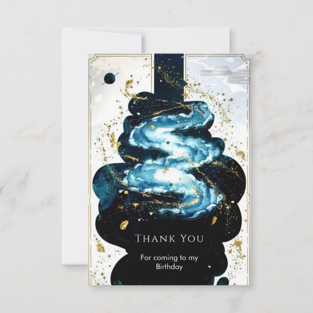 Carte De Remerciements Anniversaire Fun Comet Space (Devant)