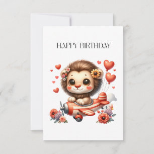 Carte De Remerciements Anniversaire Lion Pilote