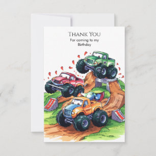 Carte De Remerciements Anniversaire Magique de Camion Monstre Bohème