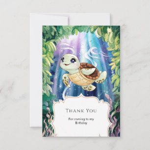 Carte De Remerciements Anniversaire Magique Tortue Enfants Pastel