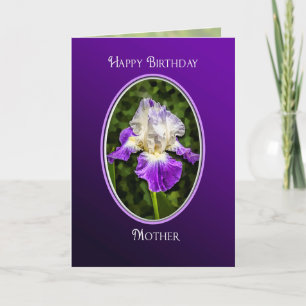Carte De Remerciements Anniversaire Maman Purple Iris dans un cadre ovale