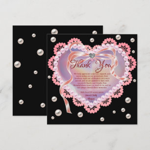 Carte De Remerciements Anniversaire Mariage de Soft Pastel Rose Coeur Élé
