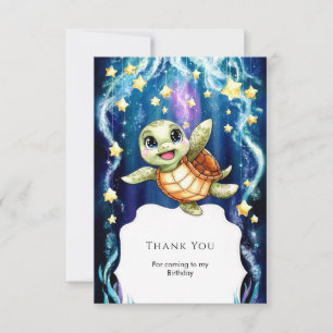 Carte De Remerciements Anniversaire Mignon et Simple d'un Enfant Tortue
