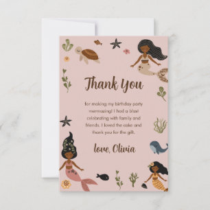 Carte De Remerciements Anniversaire Moderne Rose Afro-Américain