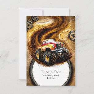 Carte De Remerciements Anniversaire Monster Truck Cute Track