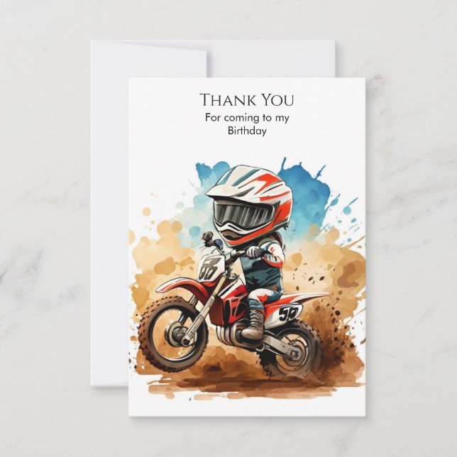 Carte De Remerciements Anniversaire Moto Bohème Simple (Devant)