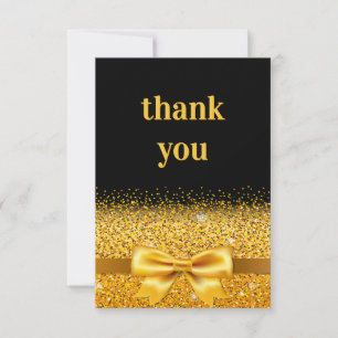 Carte De Remerciements Anniversaire noir or scintillant élégant luxe