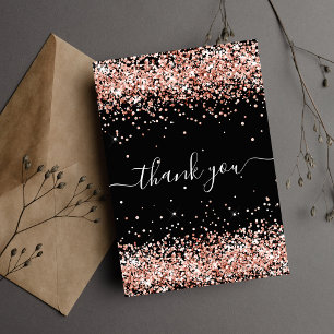 Carte De Remerciements Anniversaire noir rose or parties scintillant pous