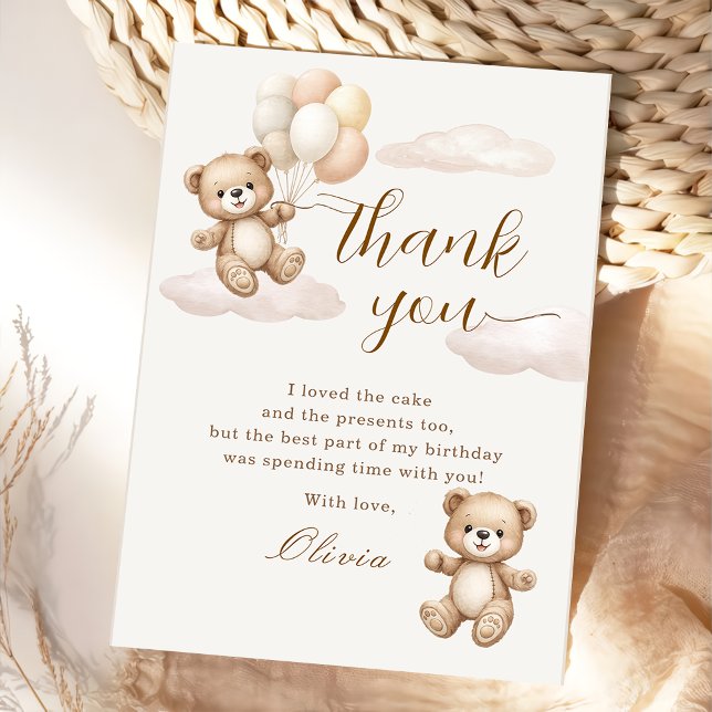 Carte De Remerciements Anniversaire Ourson (Créateur téléchargé)