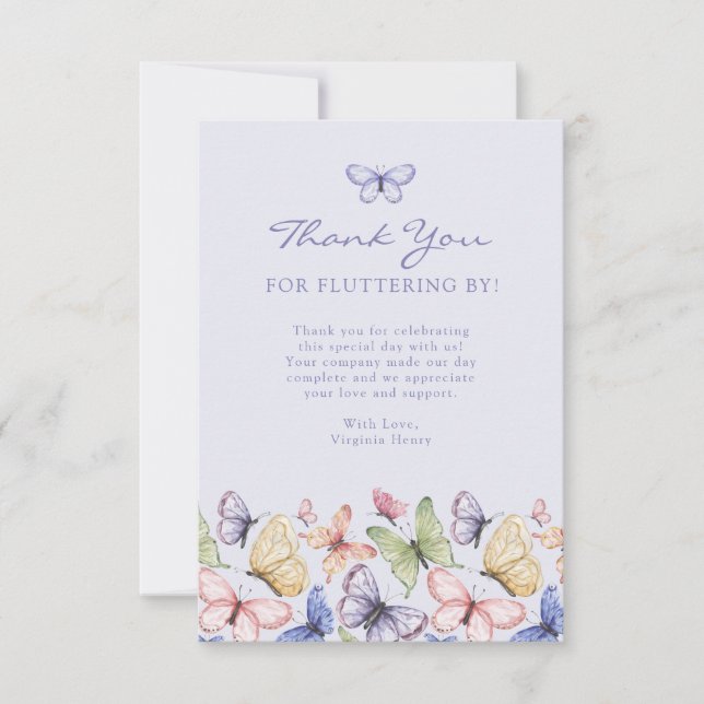 Carte De Remerciements Anniversaire Papillon Violet (Devant)