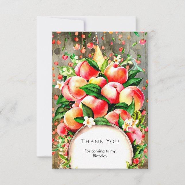 Carte De Remerciements Anniversaire Peche Fruit Coloré (Devant)