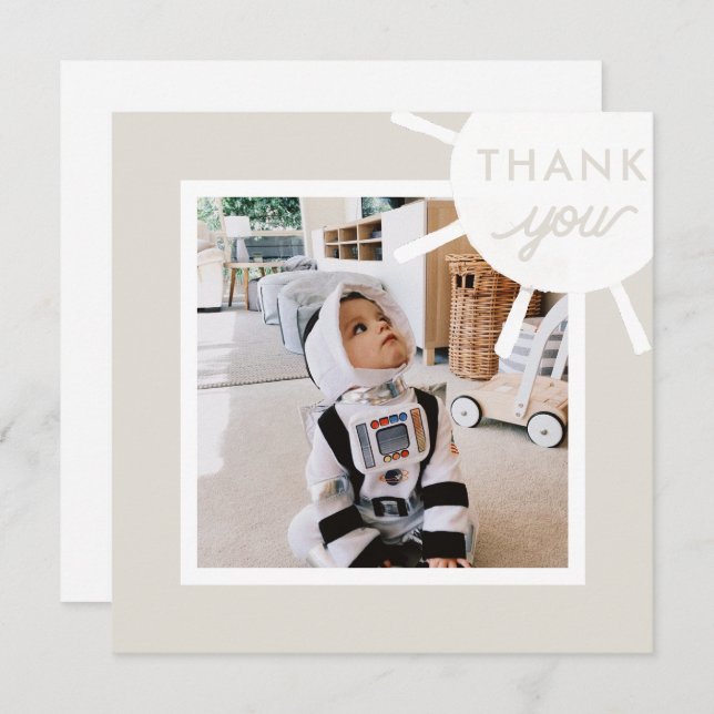 Carte De Remerciements Anniversaire personnalisé avec photo de soleil pou (Devant / Derrière)