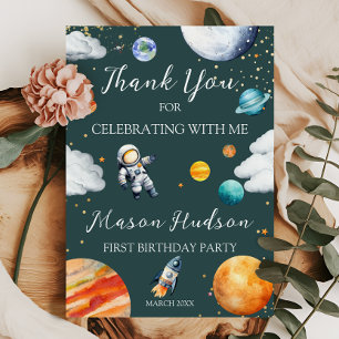 Carte De Remerciements Anniversaire Premier de l'Astronaute de l'Espace T