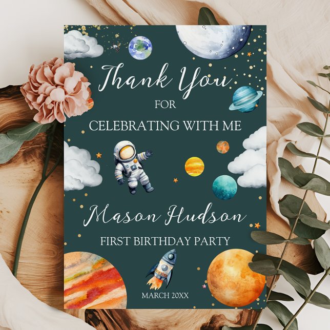 Carte De Remerciements Anniversaire Premier de l'Astronaute de l'Espace T (Créateur téléchargé)