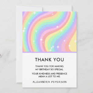 Carte De Remerciements Anniversaire Rétro Pastel Arc-en-ciel 6 Étoiles