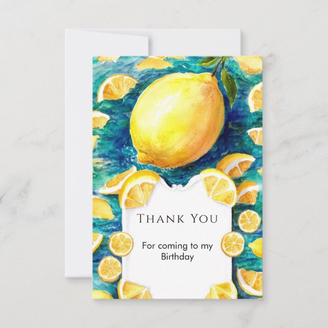 Carte De Remerciements Anniversaire Simple au Citron Modifiable (Devant)