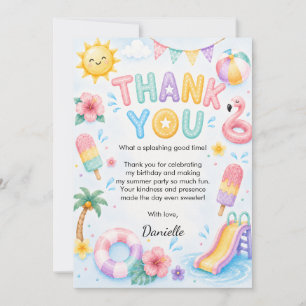 Carte De Remerciements Anniversaire Splash Splash Aquarelle Fantaisiste 