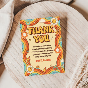 Carte De Remerciements Anniversaire super Retro Rainbow