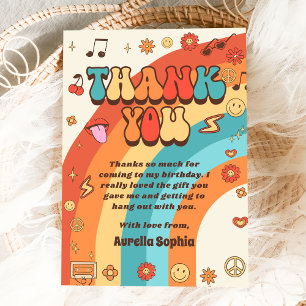 Carte De Remerciements Anniversaire super Retro Rainbow