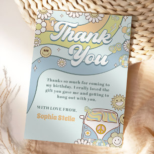 Carte De Remerciements Anniversaire super Retro Rainbow