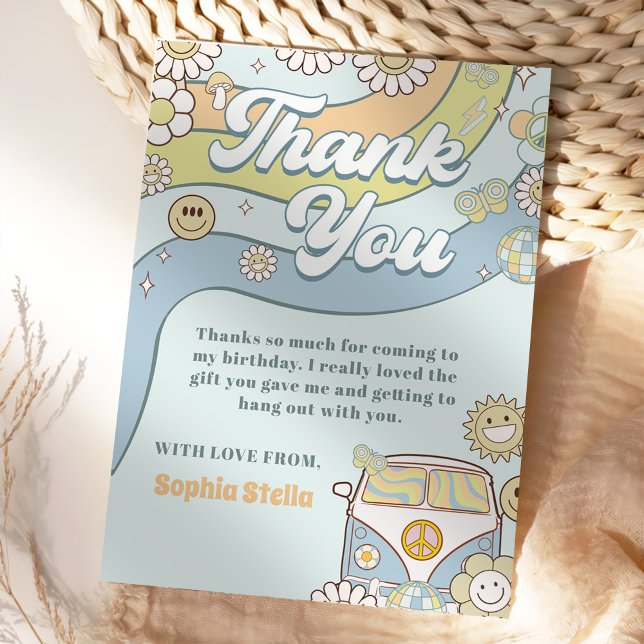 Carte De Remerciements Anniversaire super Retro Rainbow (Créateur téléchargé)