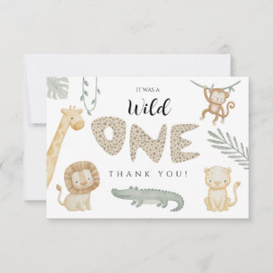 Carte De Remerciements Anniversaire sur le thème des Animaux de Safari Ju